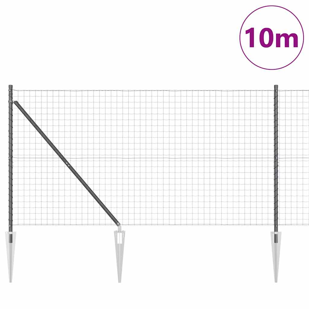 Fence with Posts Grey 1.2 x 10 m Steel