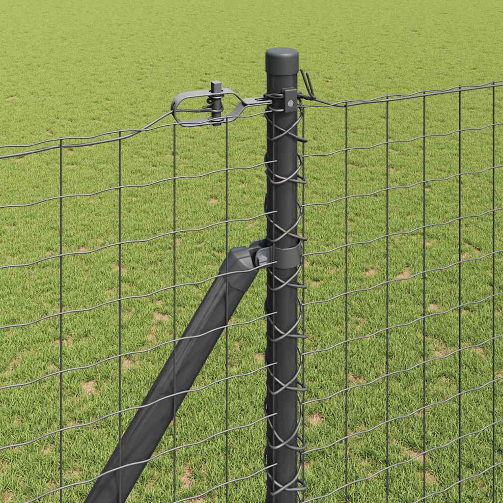 Fence with posts Grey 1.6 x 10 m Steel
