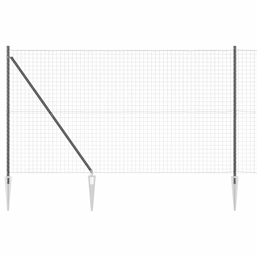 Fence with posts Grey 1.6 x 10 m Steel