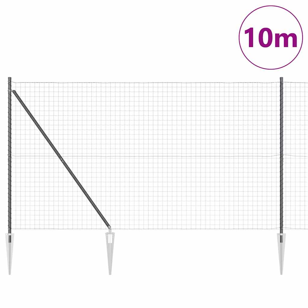 Fence with posts Grey 1.6 x 10 m Steel