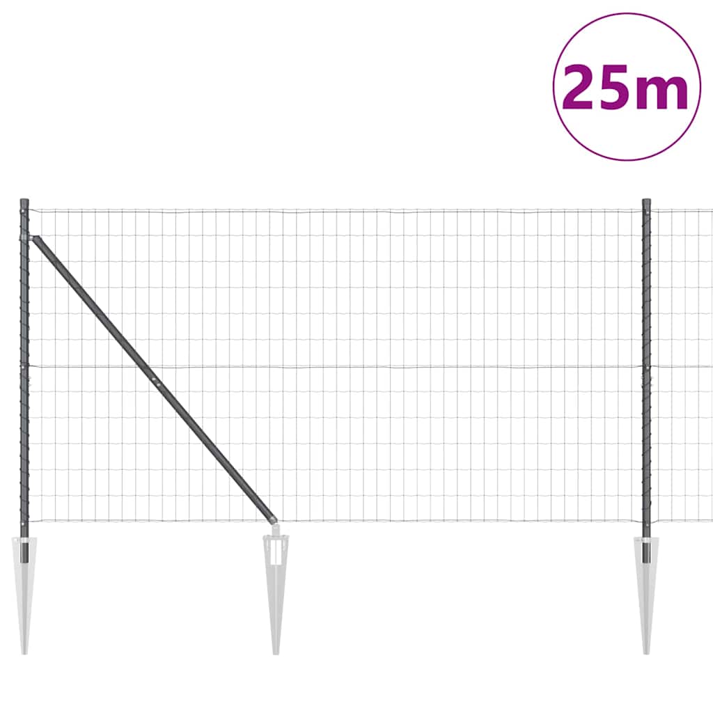 Žogs ar stabiem Pelēks 1,2 x 25 m Tērauds
