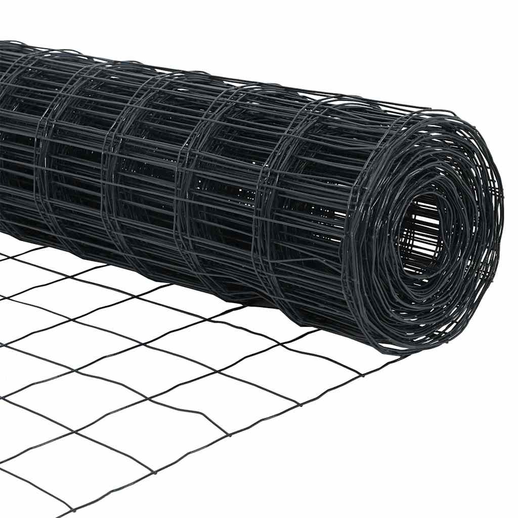 Fence with Posts Grey 0.6 x 25 m Steel