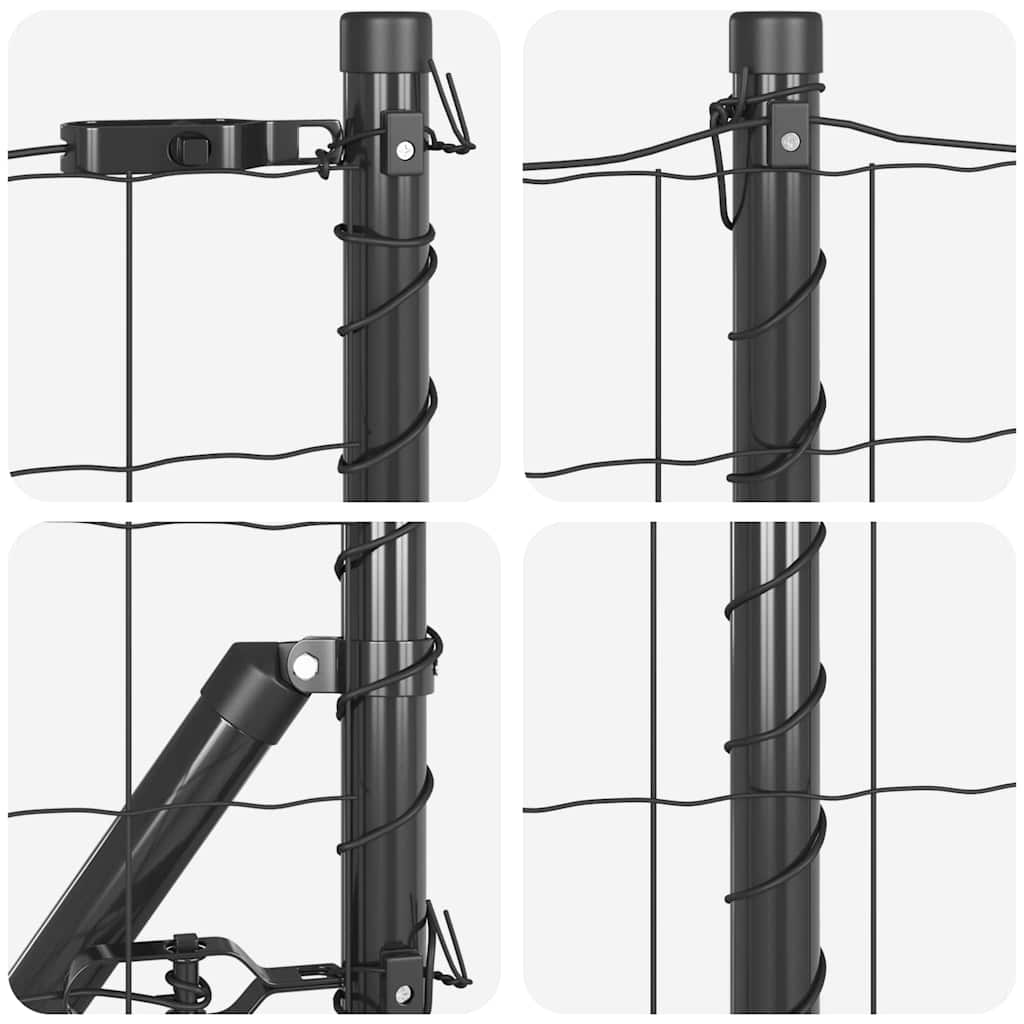 Fence with posts Grey 0.4 x 50 m Steel