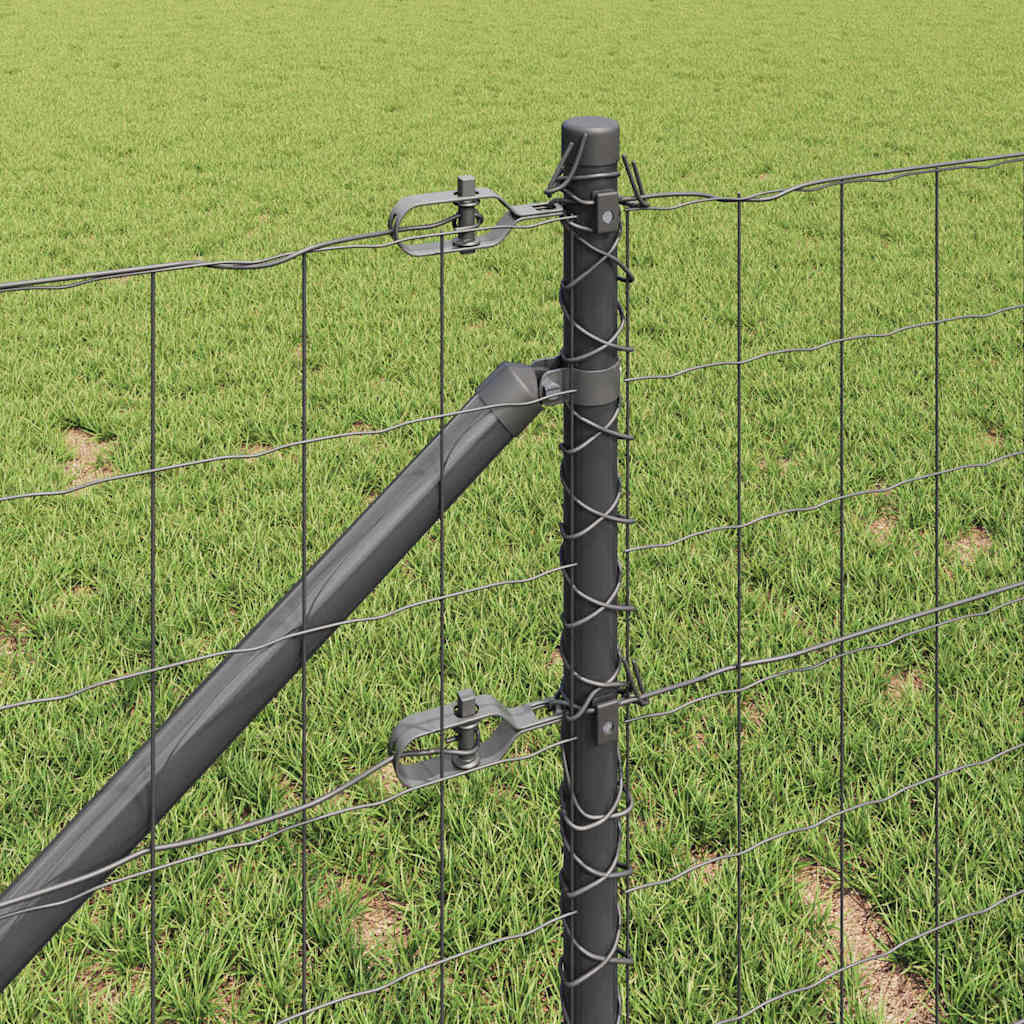 Fence with posts Grey 0.4 x 50 m Steel