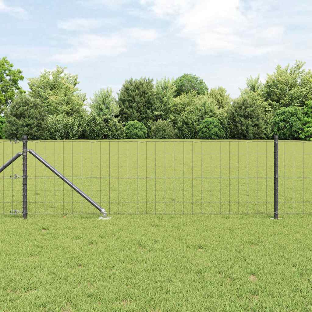 Fence with posts Grey 0.4 x 50 m Steel