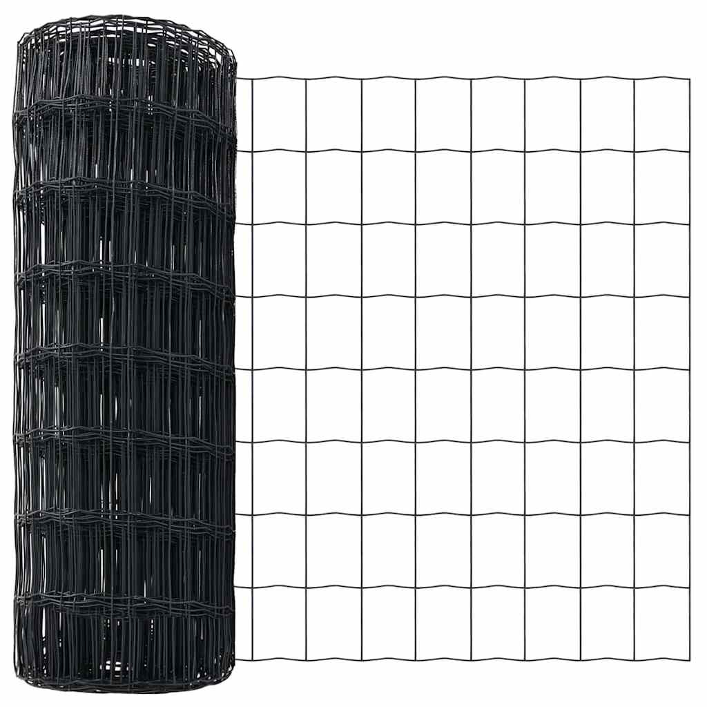 Fence with Posts Grey 0.8 x 25 m Steel