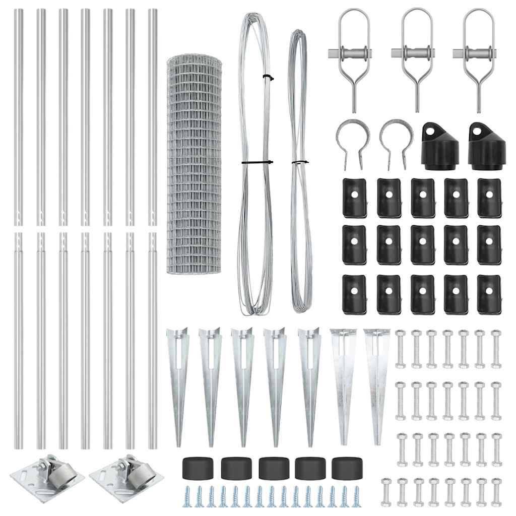 Fence with posts Silver 1.2 x 10 m Steel