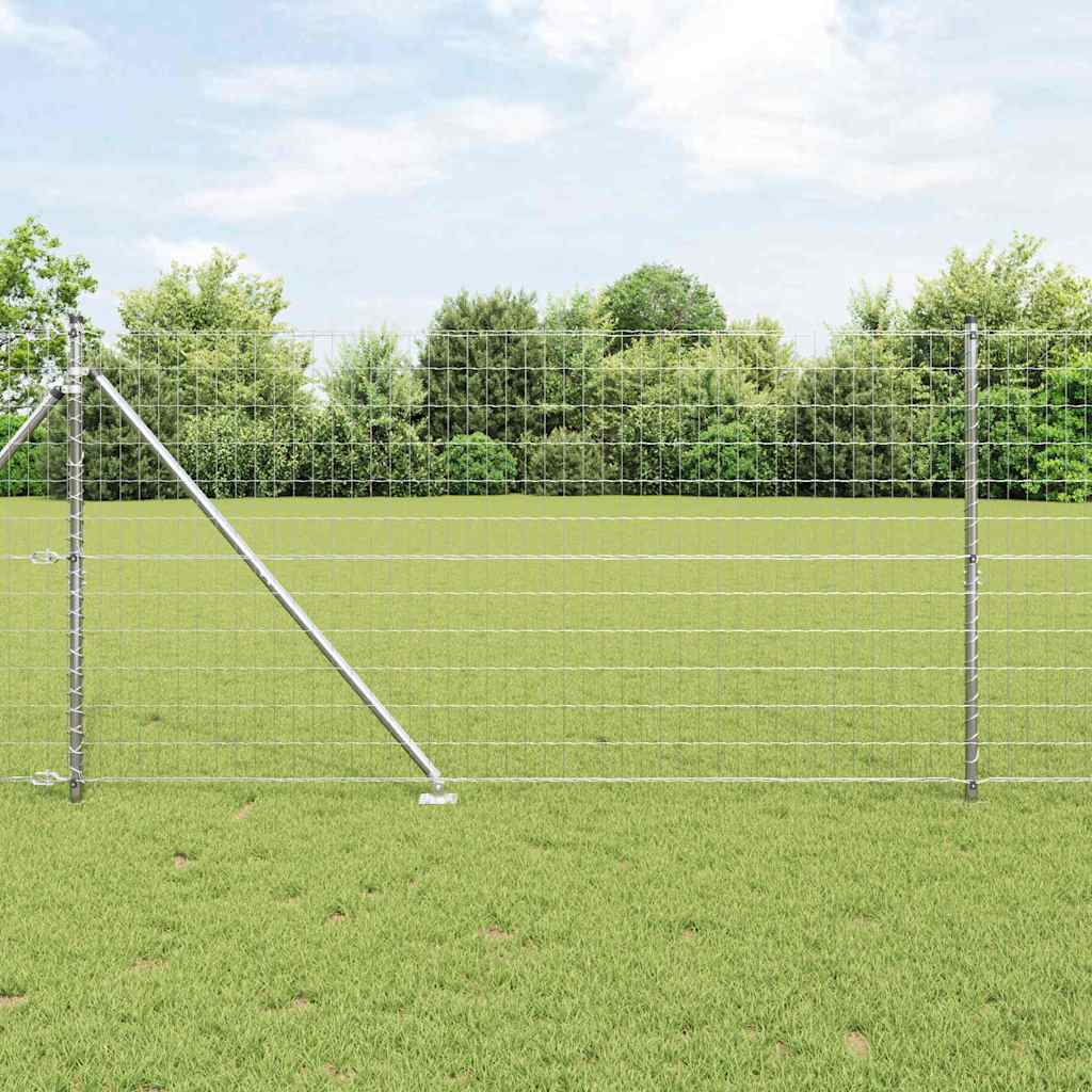 Fence with Posts Silver 1.4 x 10 m Steel