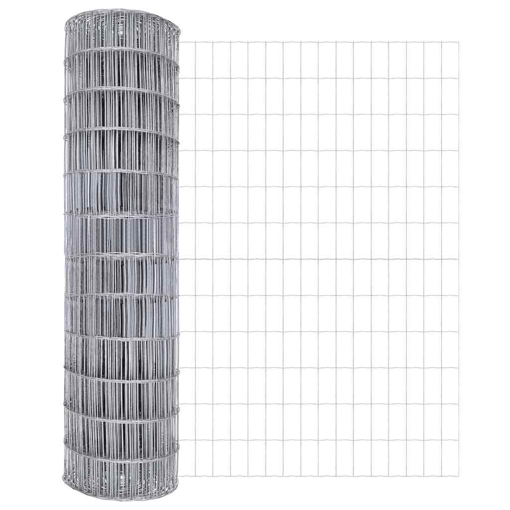 Fence with Posts Silver 1.4 x 10 m Steel