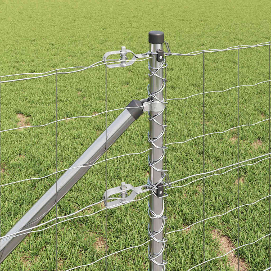 Fence with posts Silver 0.6 x 10 m Steel