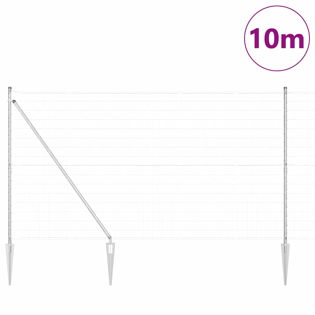 Fence with Posts Silver 1.6 x 10 m Steel