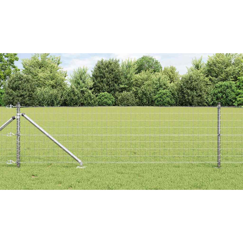 Fence with posts Silver 0.4 x 25 m Steel