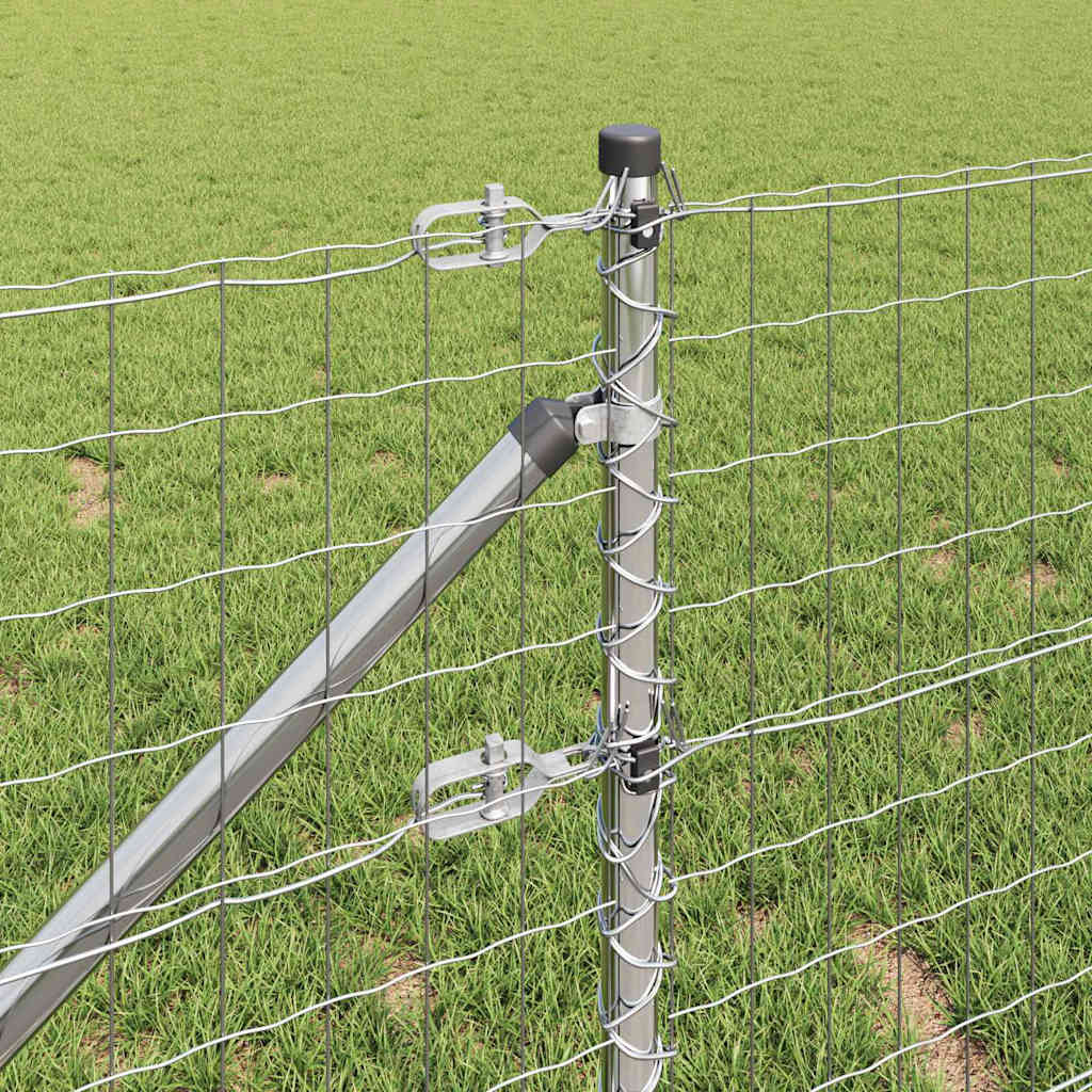 Fence with posts Silver 0.4 x 25 m Steel
