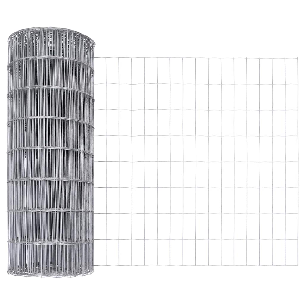 Fence with posts Silver 0.4 x 25 m Steel