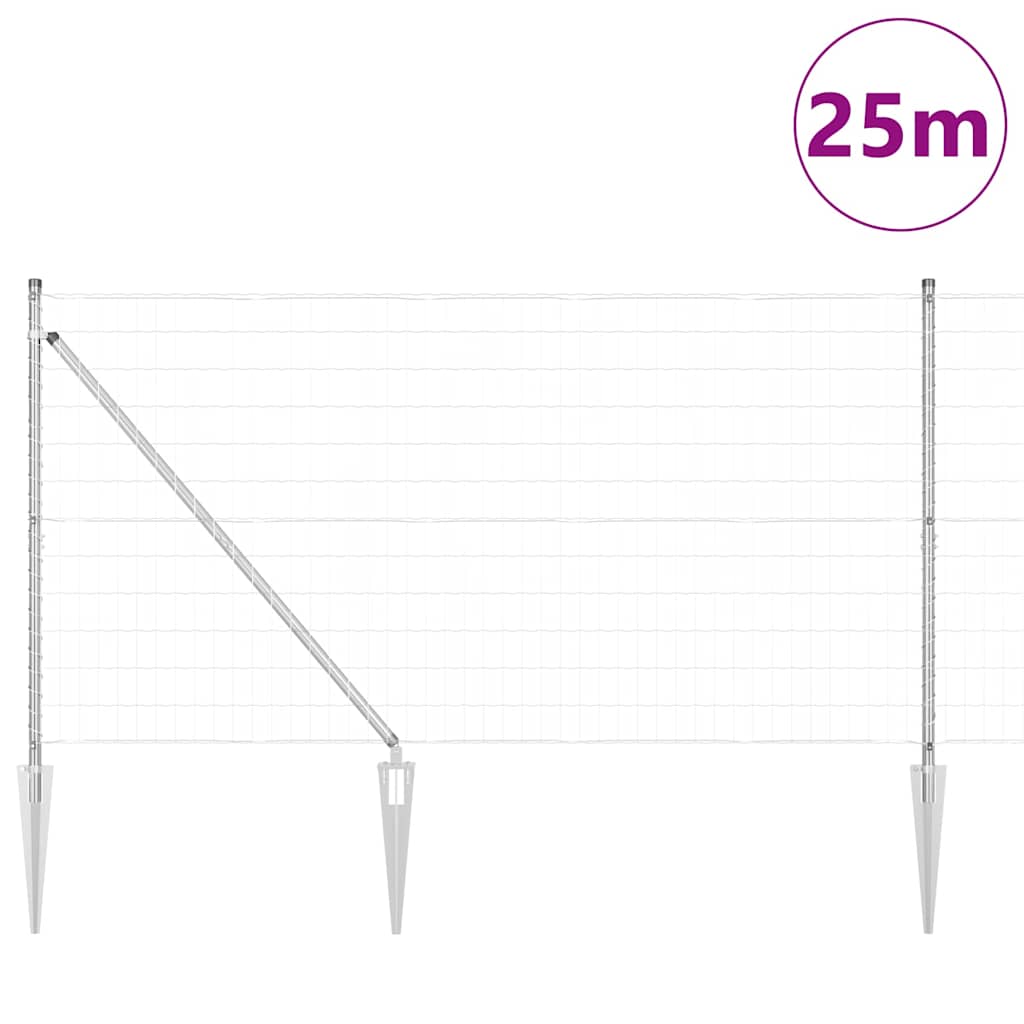 Sēta ar stabiem Sudraba 1,2 x 25 m Tērauds