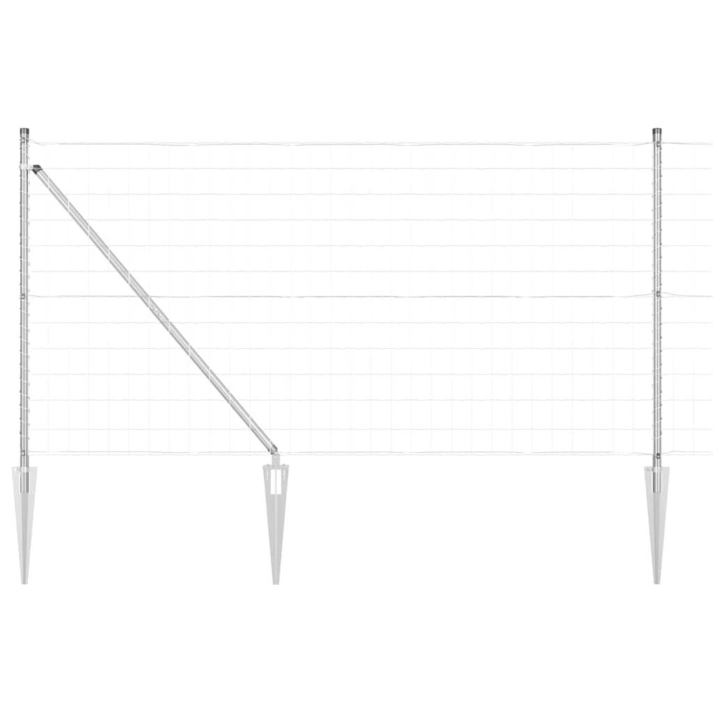 Fence with posts Silver 1 x 25 m Steel