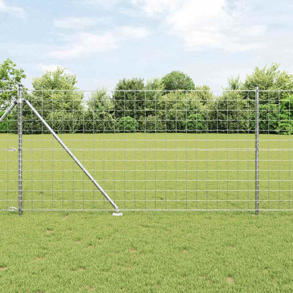 Fence with posts Silver 1 x 25 m Steel