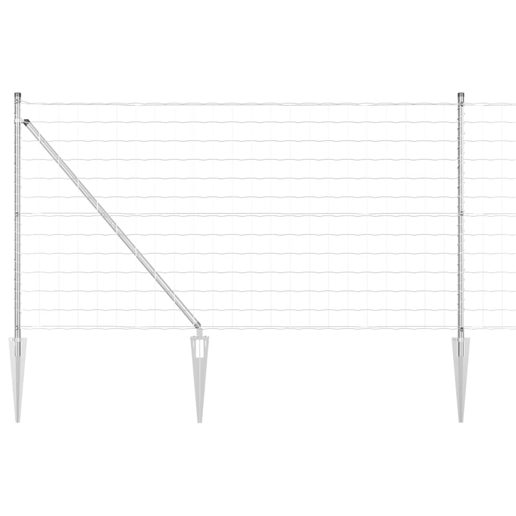 Fence with posts Silver 1 x 25 m Steel