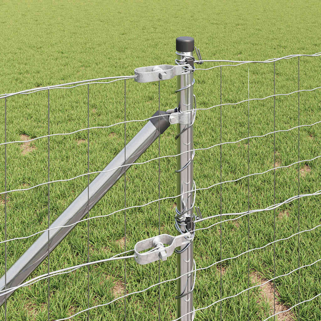 Fence with posts Silver 1 x 25 m Steel