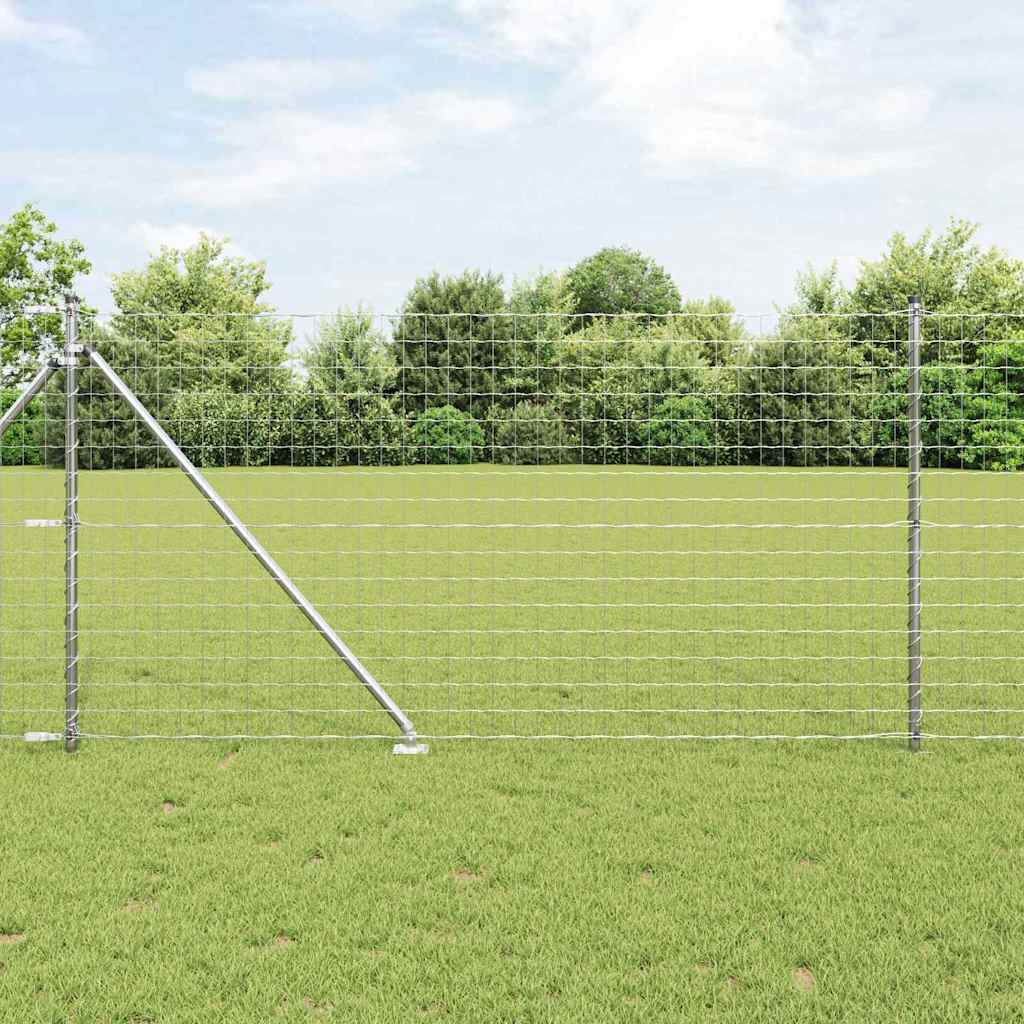 Fence with posts Silver 1 x 25 m Steel