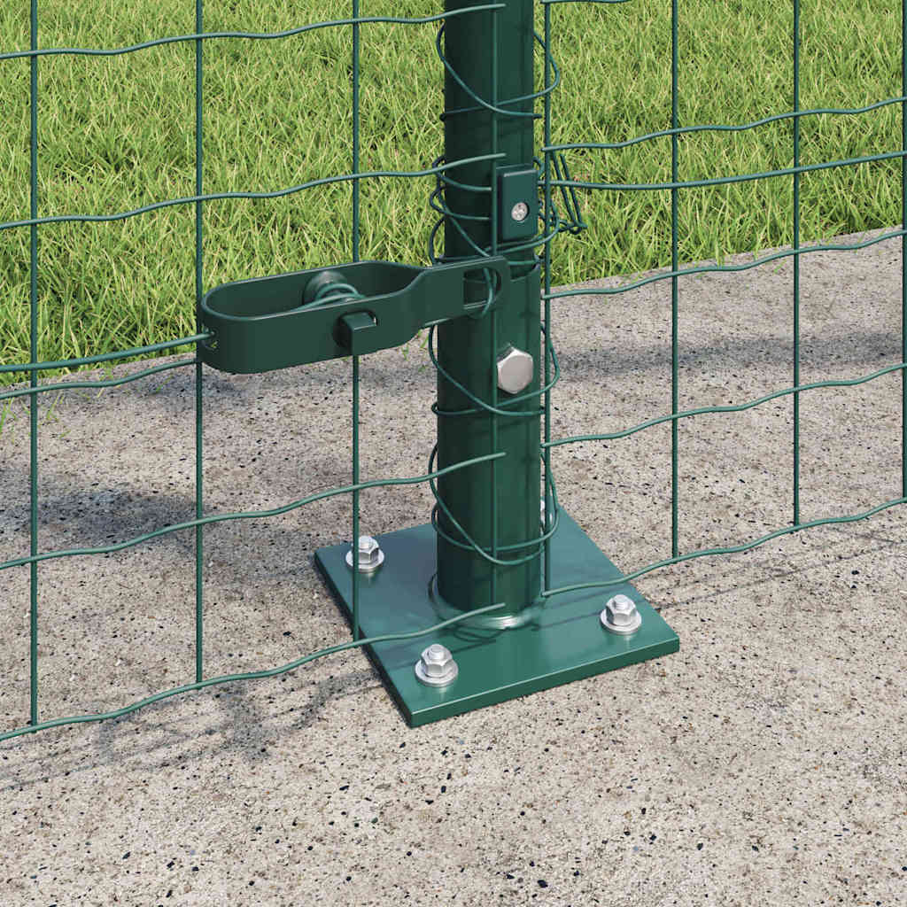 Fence with Posts Green 1.5 x 10 m Steel