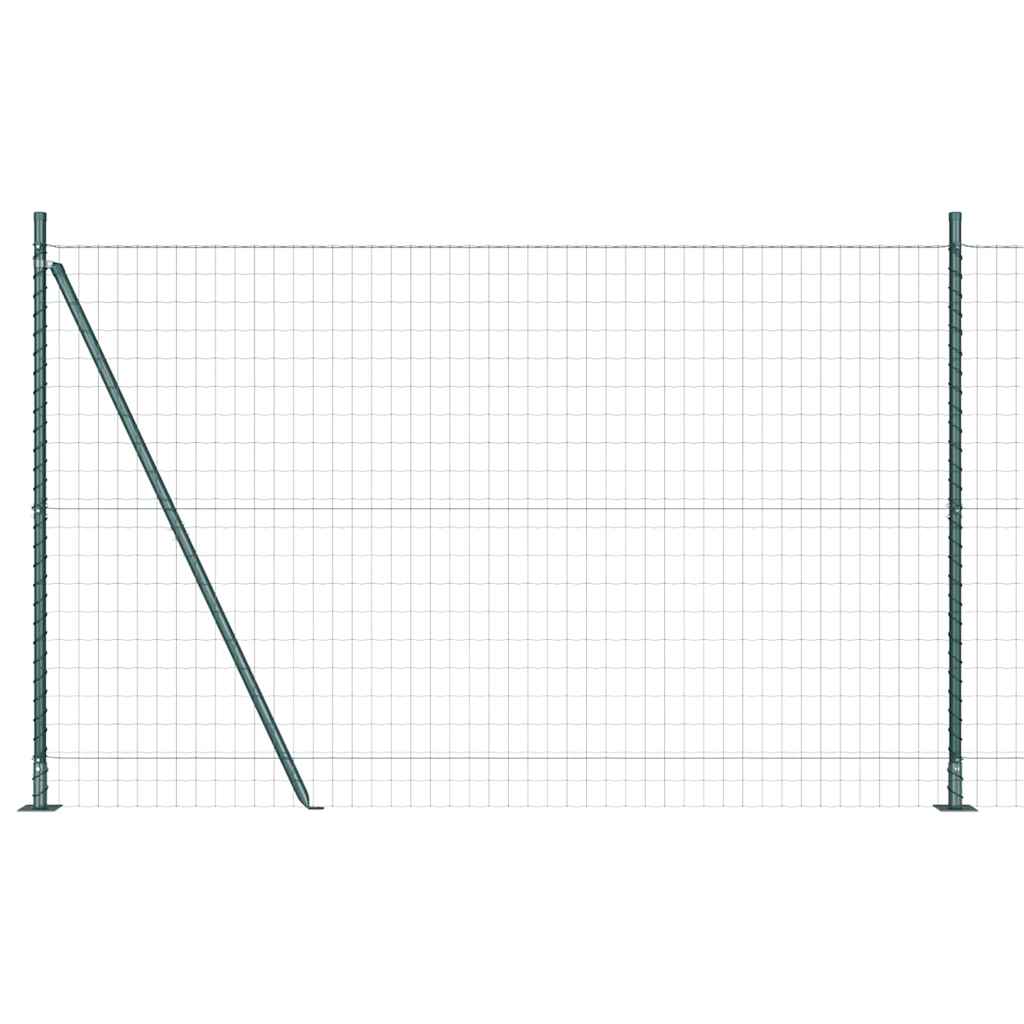 Fence with Posts Green 1.5 x 10 m Steel