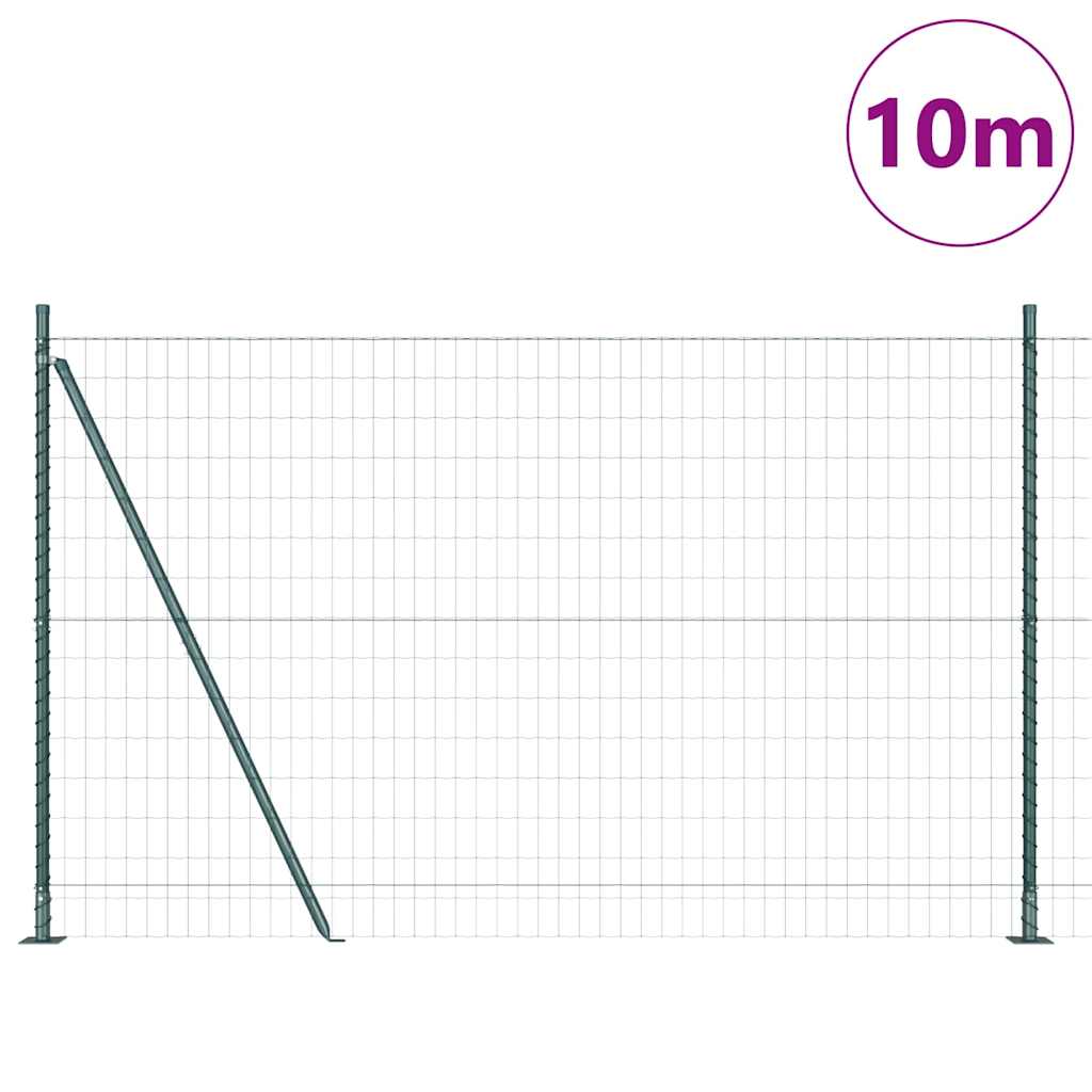 Fence with Posts Green 1.6 x 10 m Steel