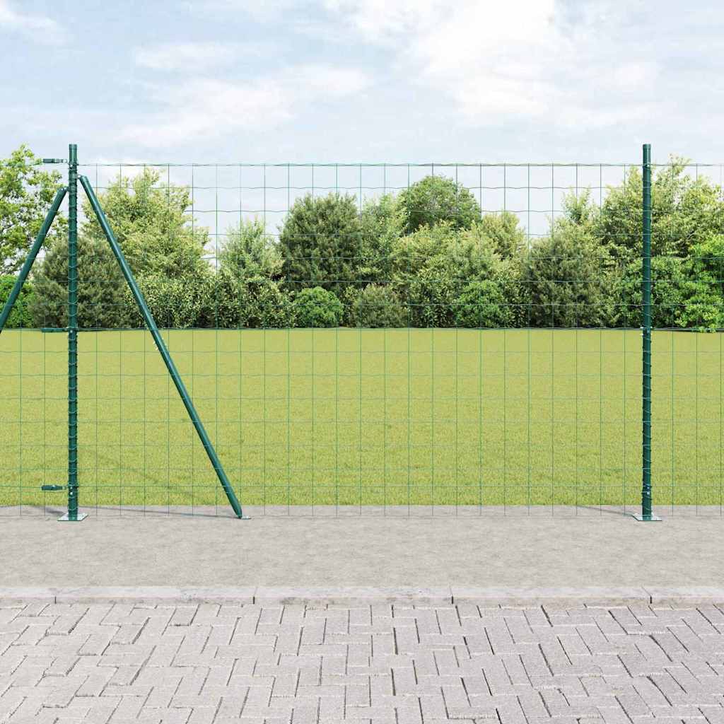 Fence with Poles Green 1.4 x 10 m Steel