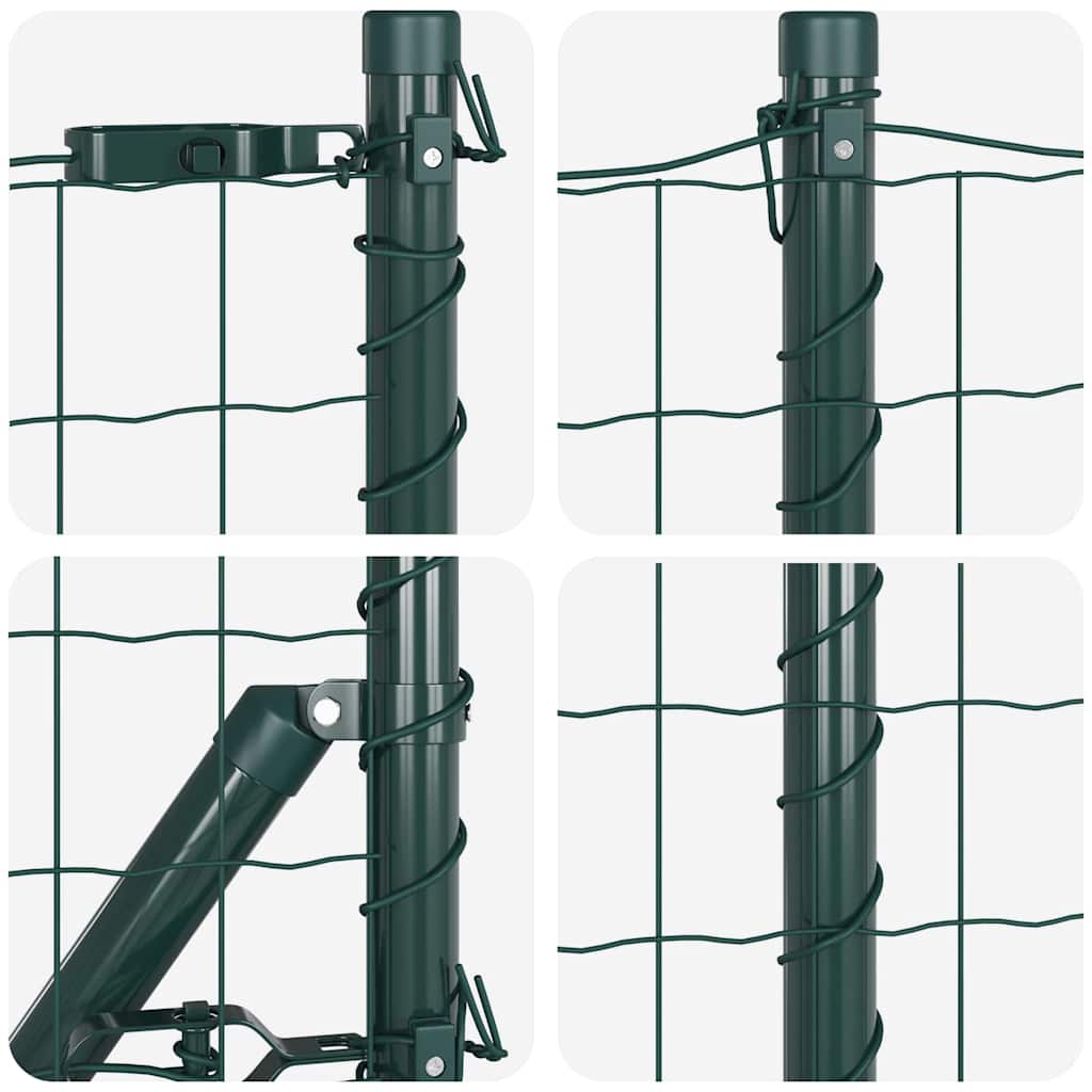 Fence with Posts Green 0.8 x 25 m Steel
