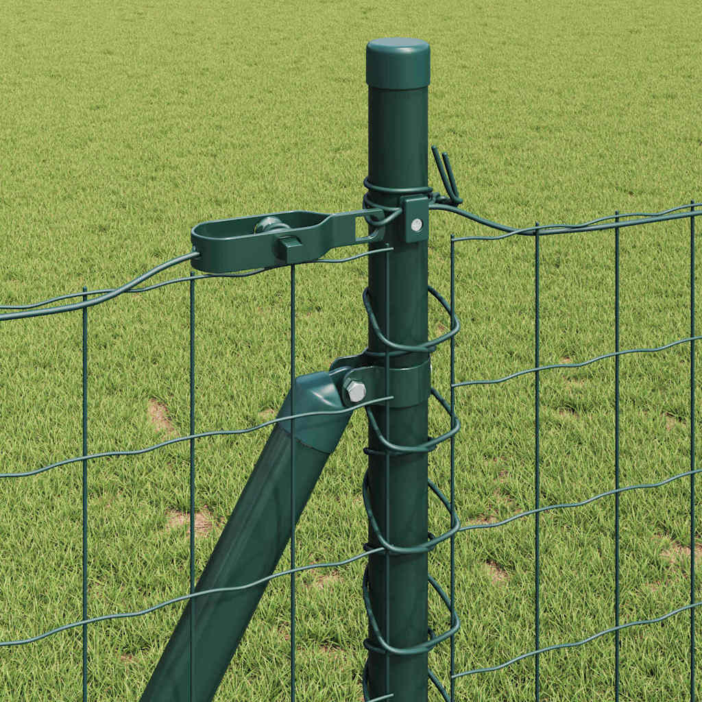 Fence with Posts Green 0.8 x 25 m Steel