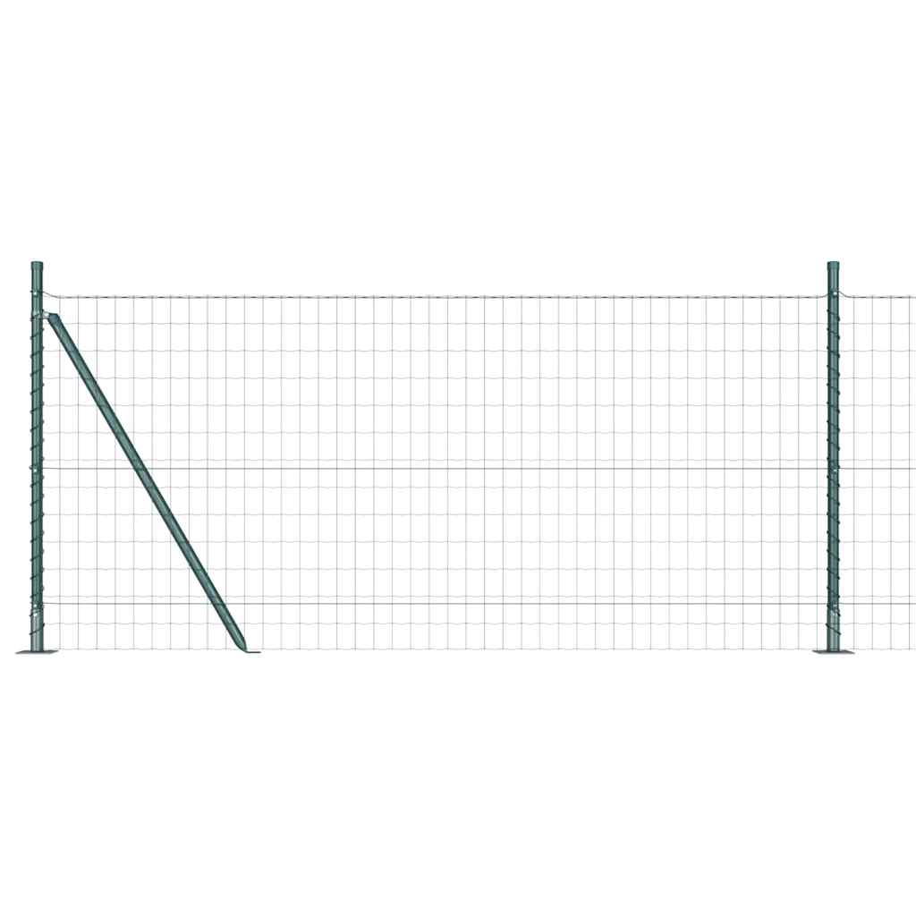 Fence with Posts Green 0.8 x 25 m Steel