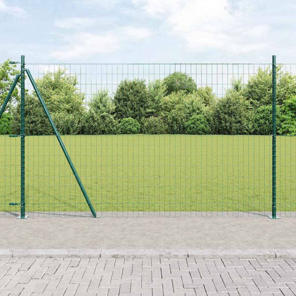 Fence with Posts Green 1.2 x 25 m Steel