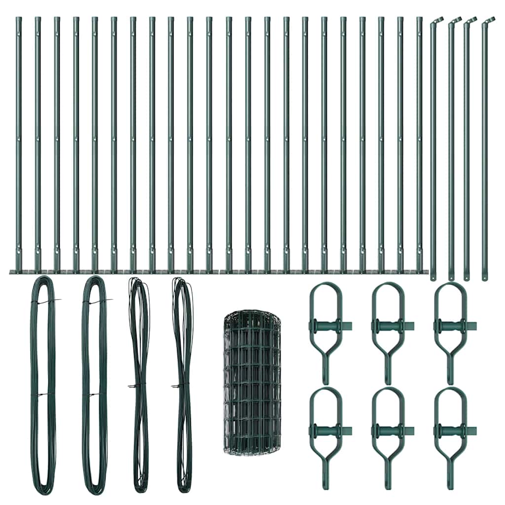 Fence with Posts Green 0.6 x 50 m Steel