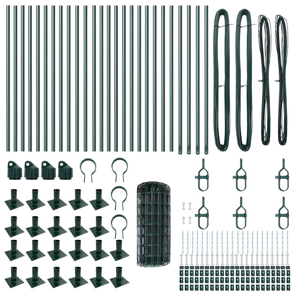 Fence with Posts Green 0.6 x 50 m Steel