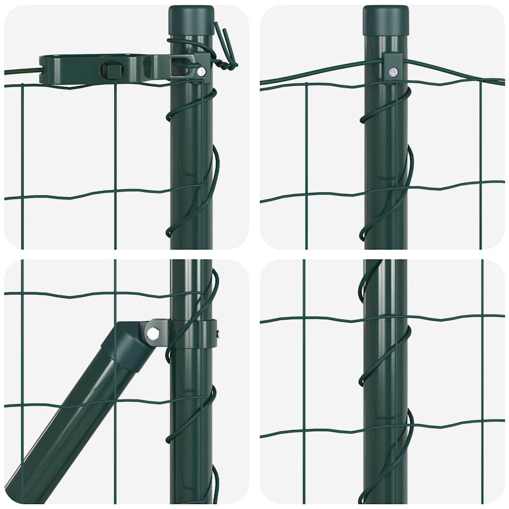 Fence with Posts Green 1 x 10 m Steel