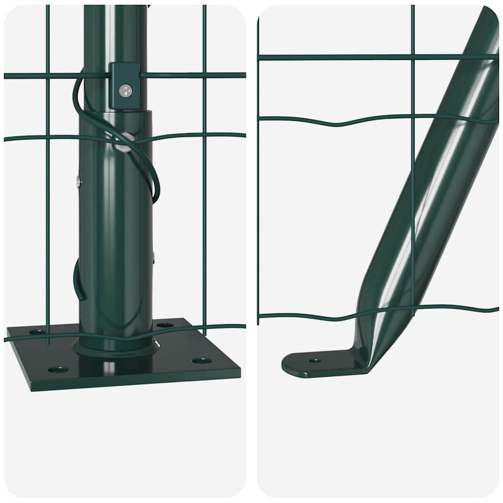 Fence with Posts Green 0.8 x 25 m Steel