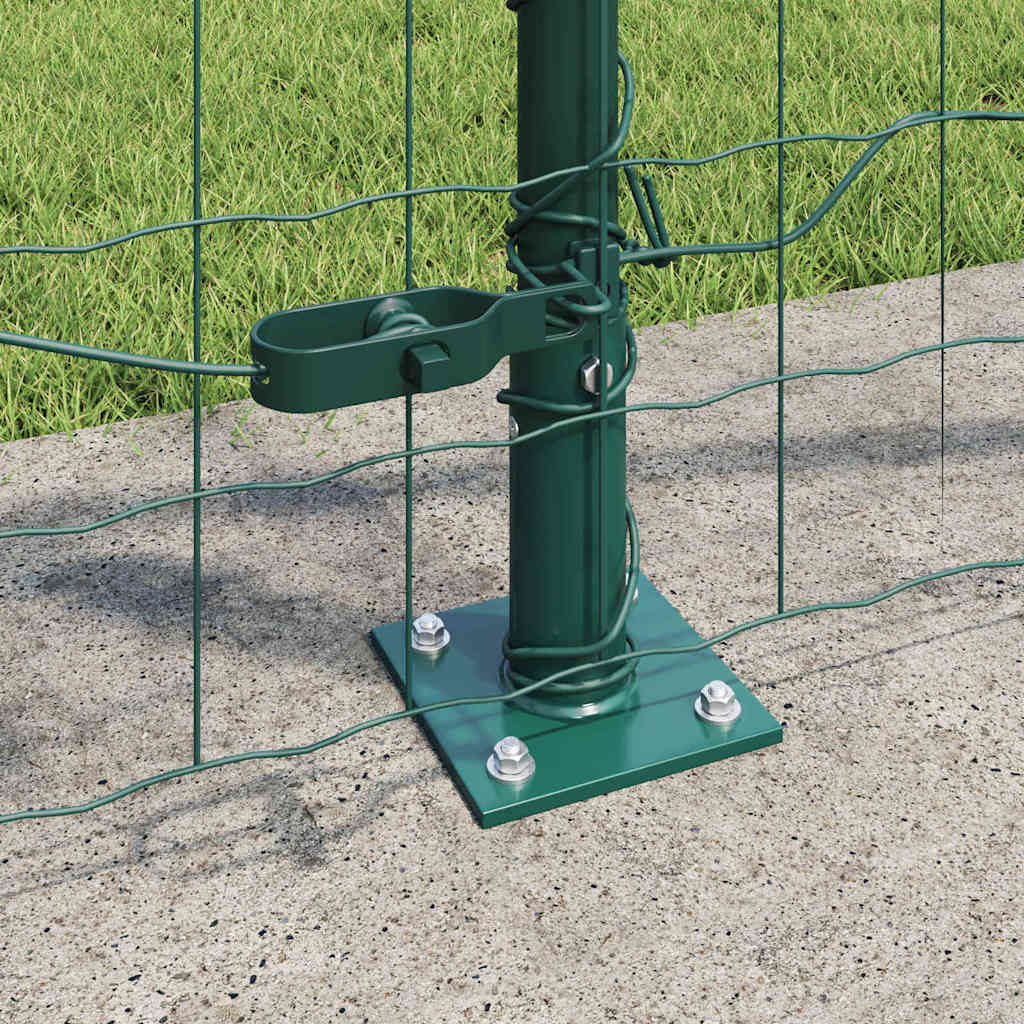 Fence with Posts Green 0.8 x 25 m Steel