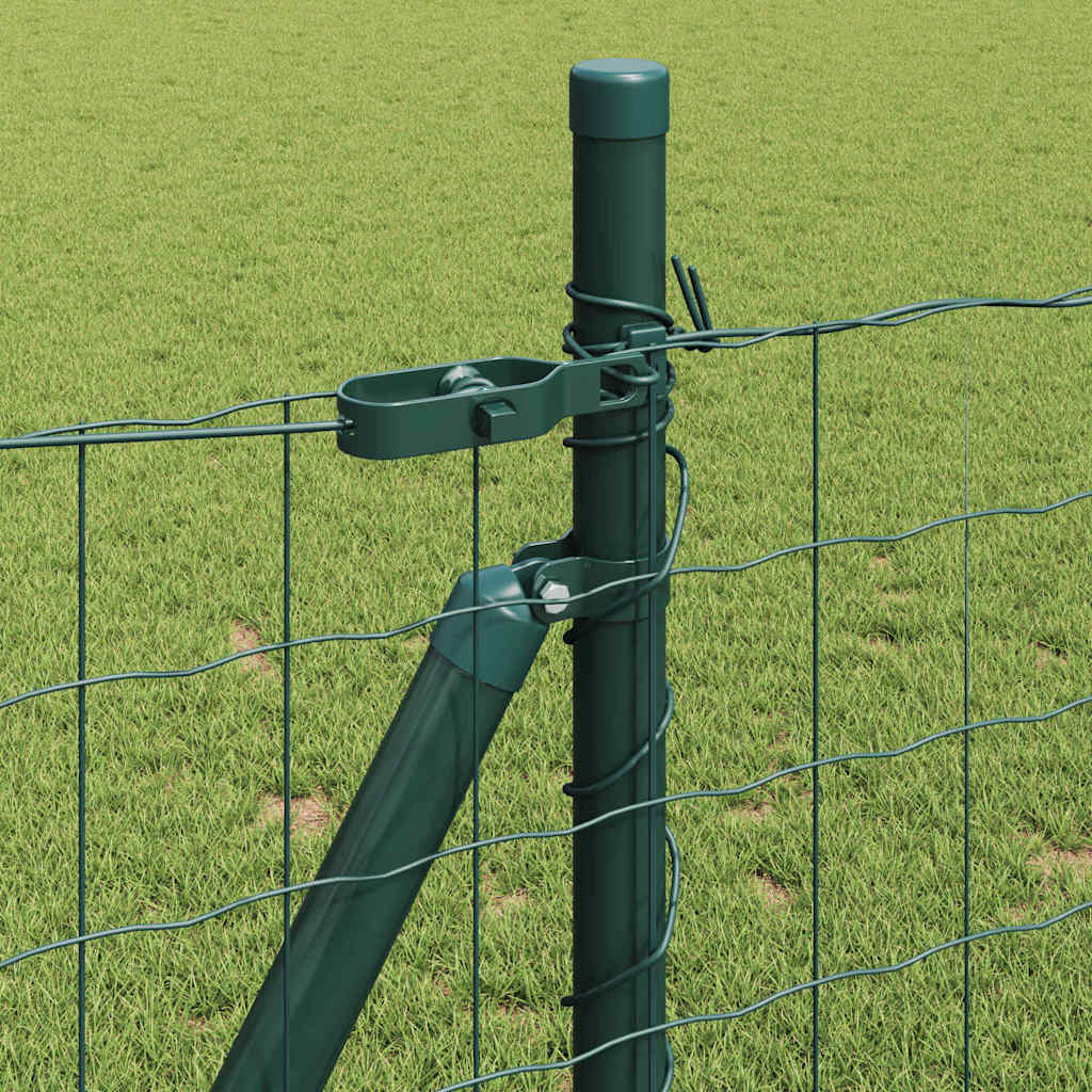 Fence with Posts Green 0.8 x 25 m Steel