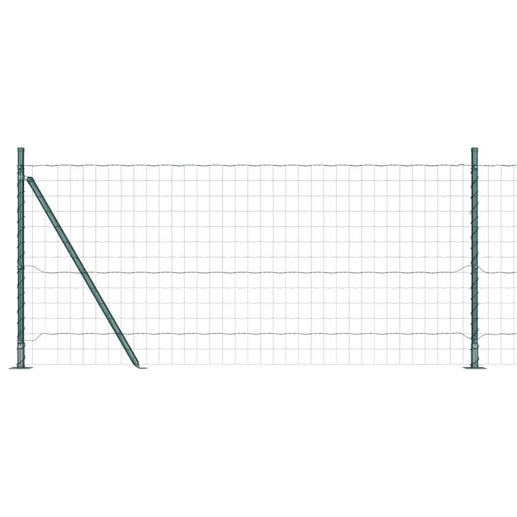 Fence with Posts Green 0.8 x 25 m Steel