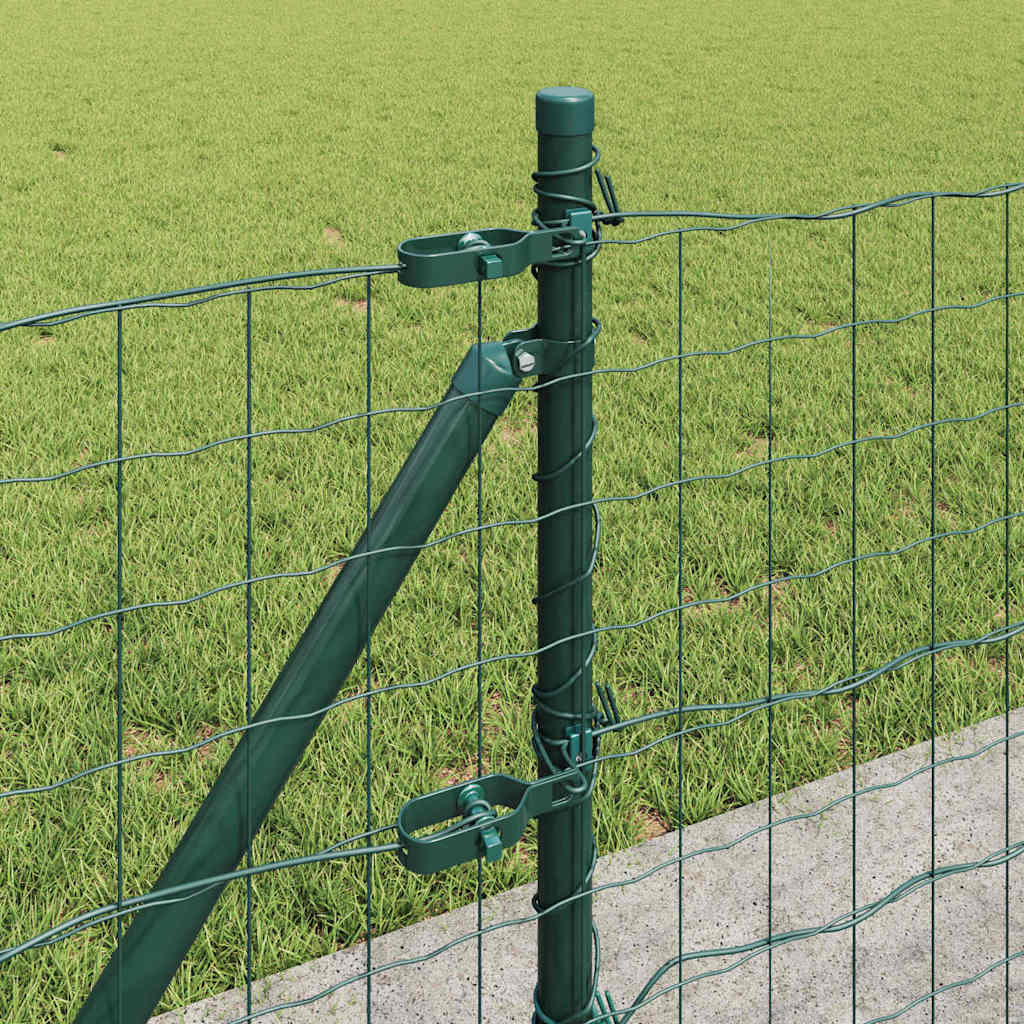 Fence with posts Green 0.6 x 50 m Steel