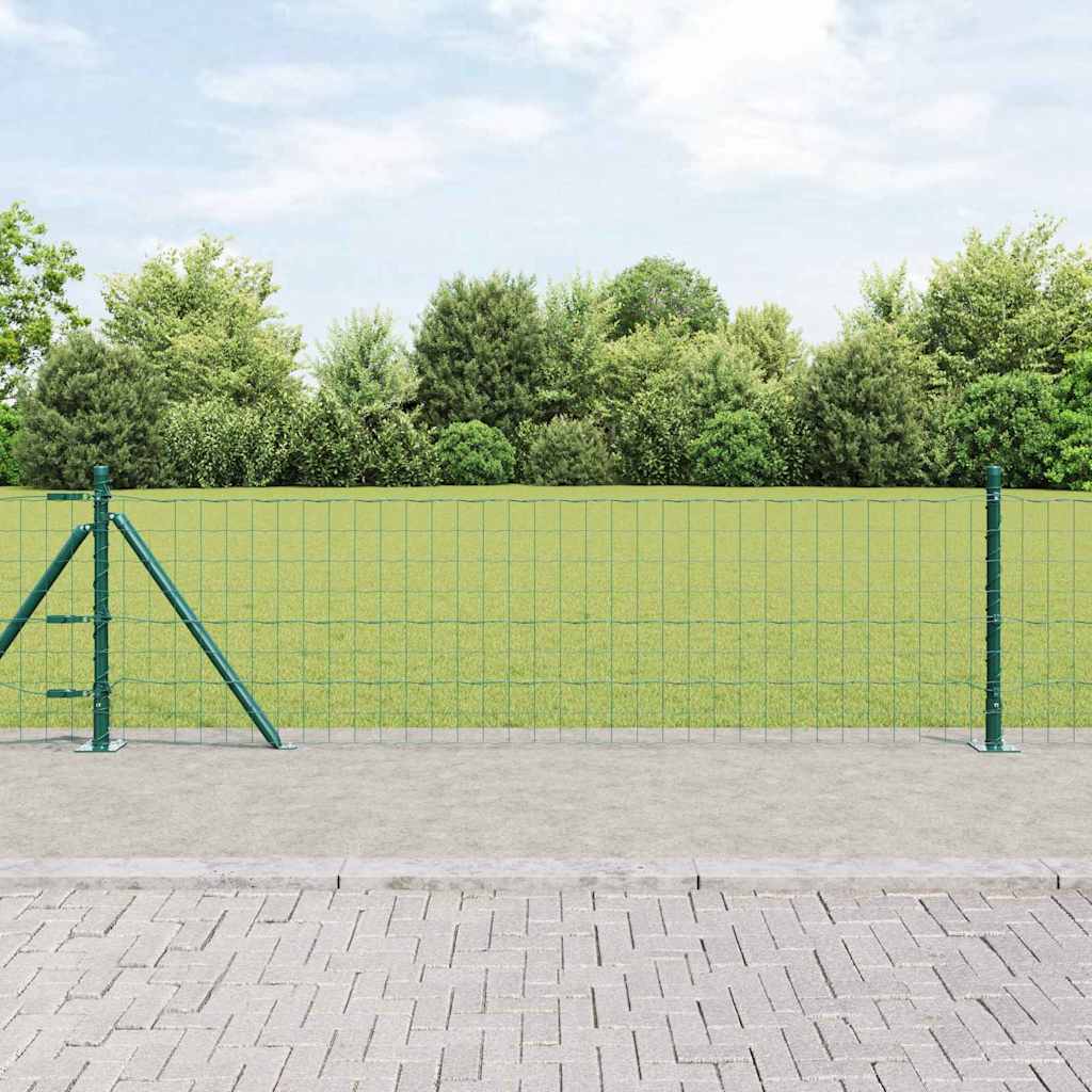 Fence with posts Green 0.6 x 50 m Steel