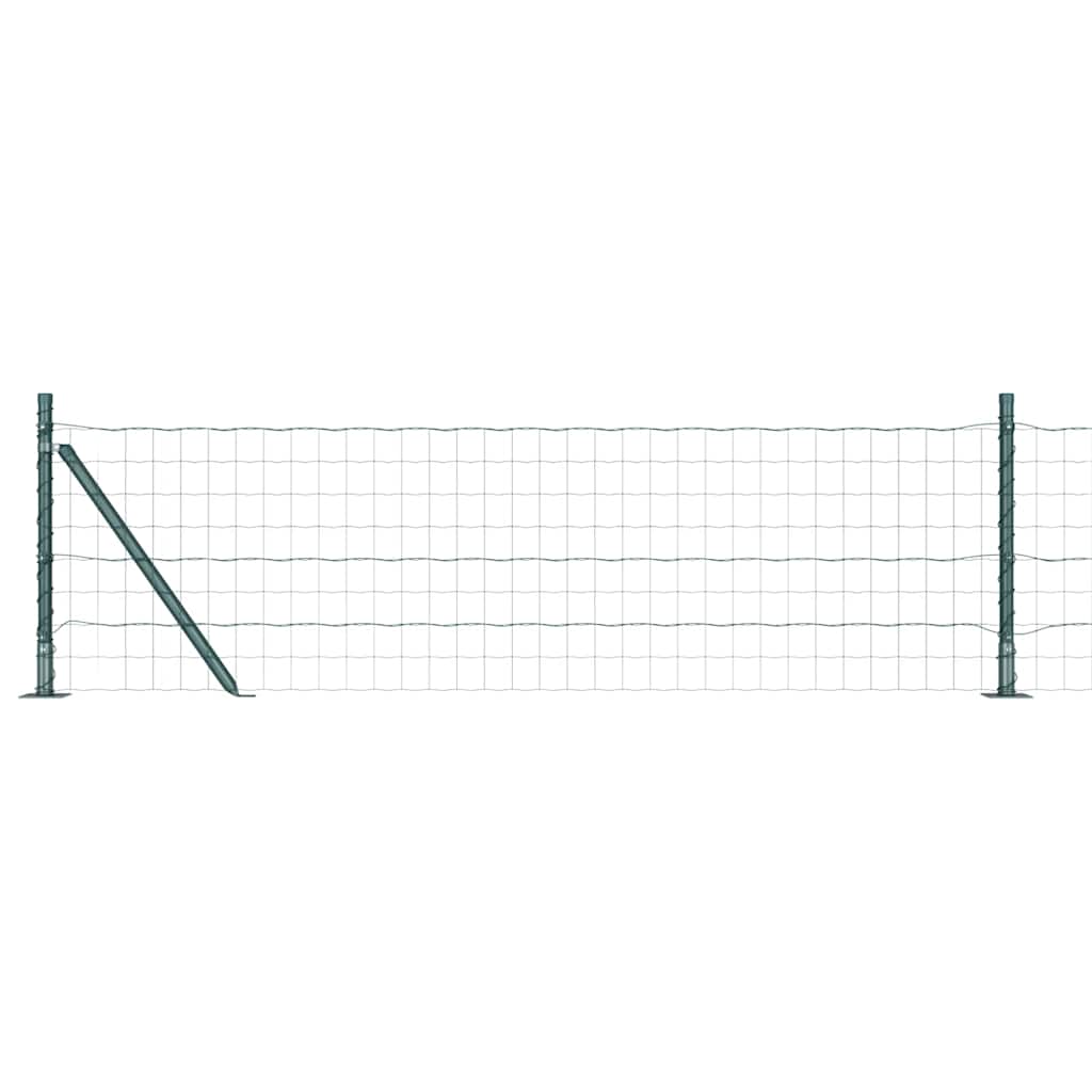 Fence with posts Green 0.6 x 50 m Steel