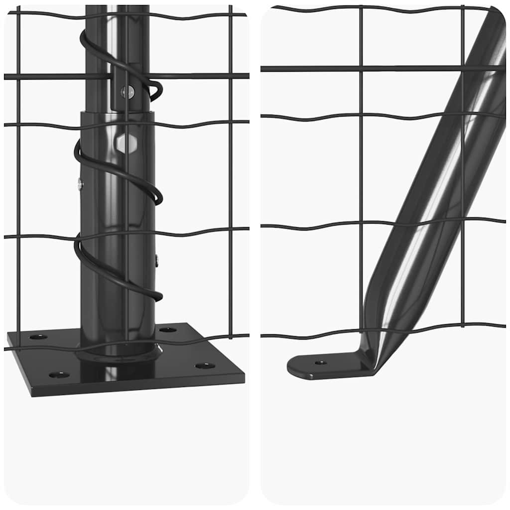 Fence with Posts Grey 1.2 x 10 m Steel