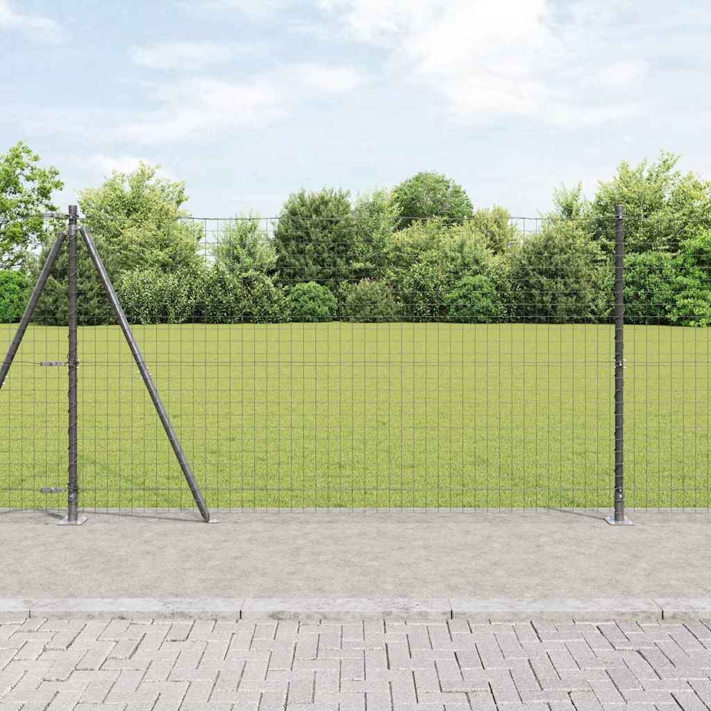 Fence with Posts Grey 1.2 x 10 m Steel