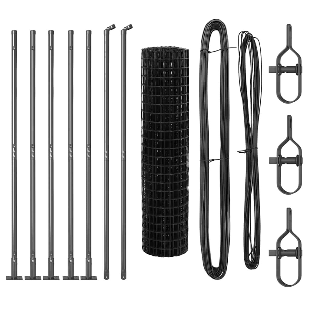 Fence with Posts Grey 1.2 x 10 m Steel