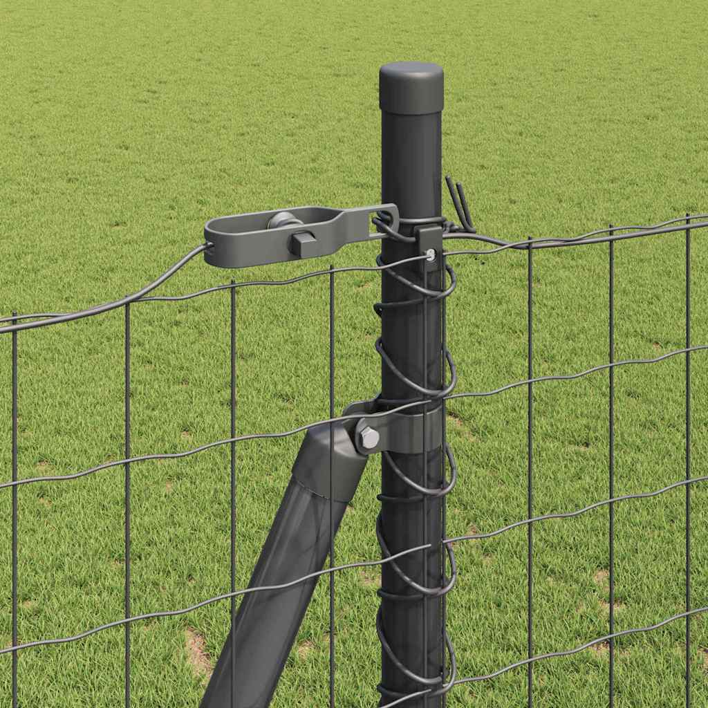 Fence with Posts Grey 1.5 x 10 m Steel