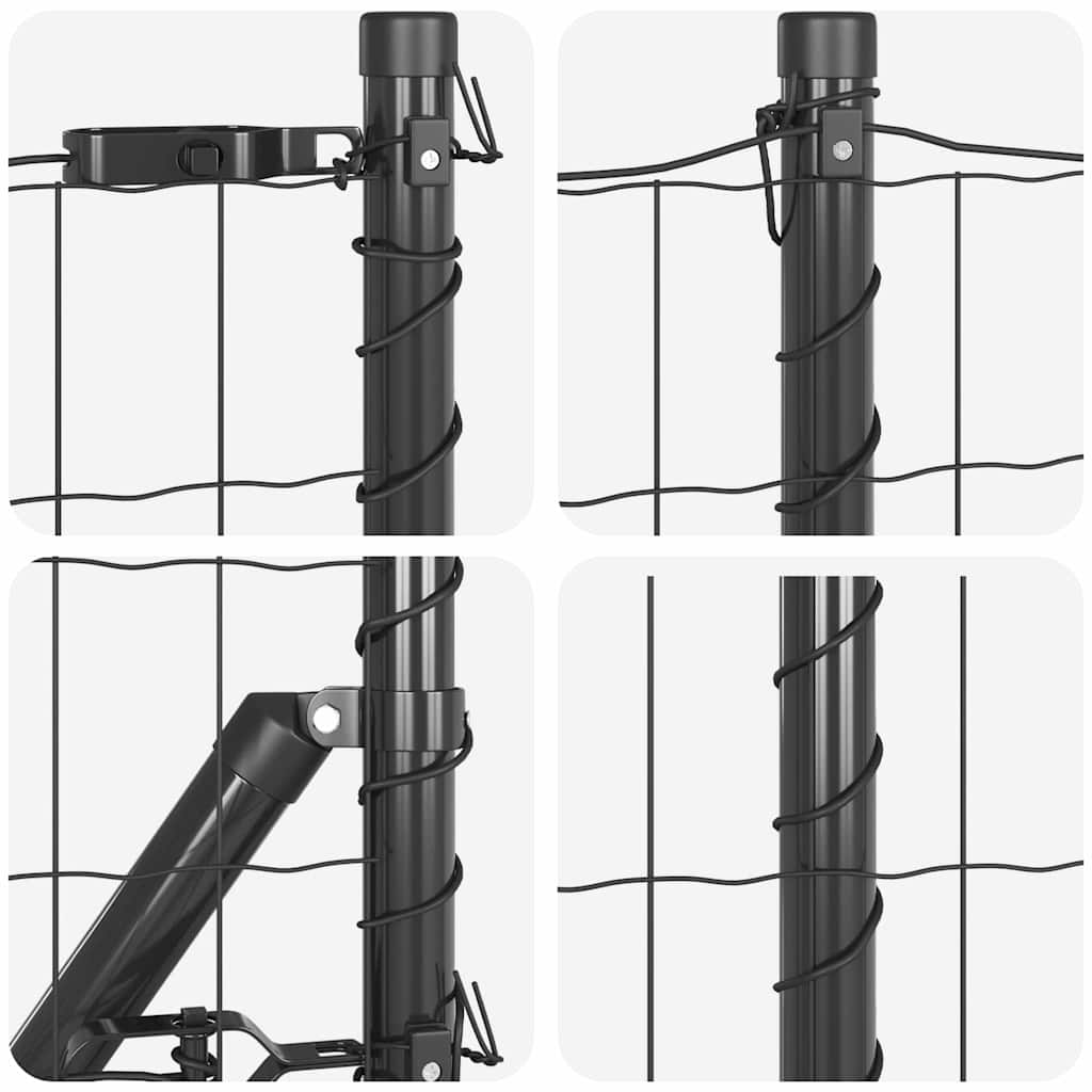 Fence with Posts Grey 0.6 x 10 m Steel