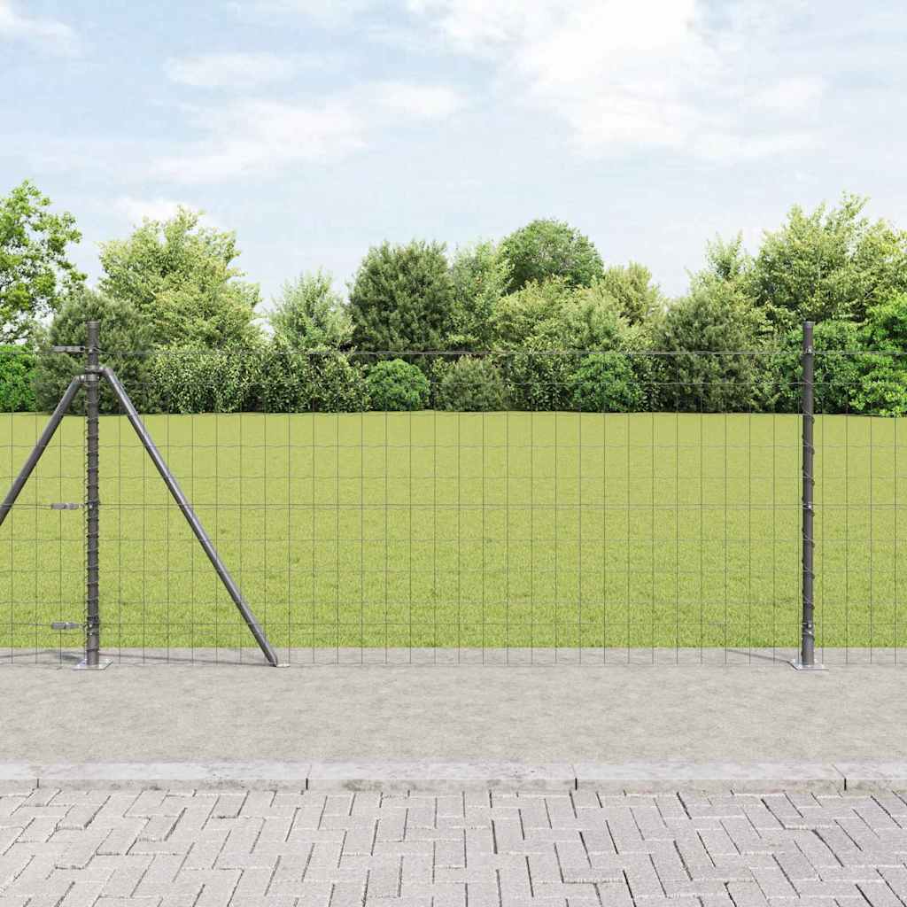 Fence with posts Grey 1 x 25 m Steel