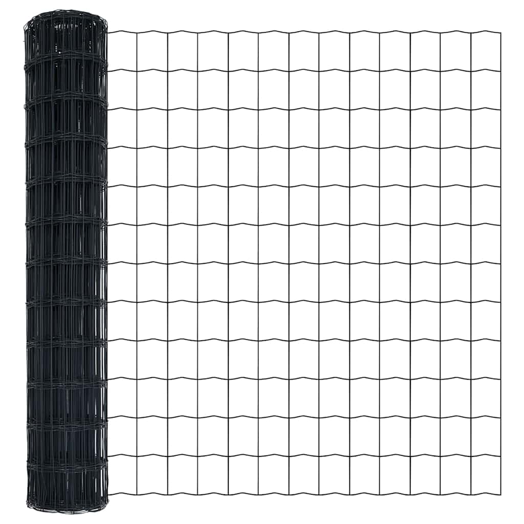 Fence with posts Grey 1 x 25 m Steel