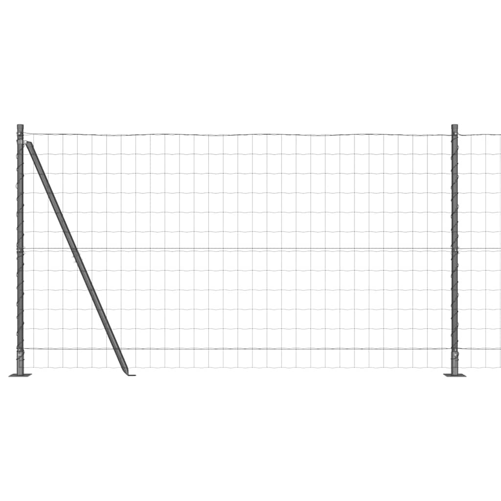 Fence with posts Grey 1.2 x 25 m Steel